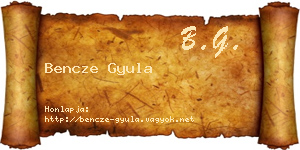 Bencze Gyula névjegykártya